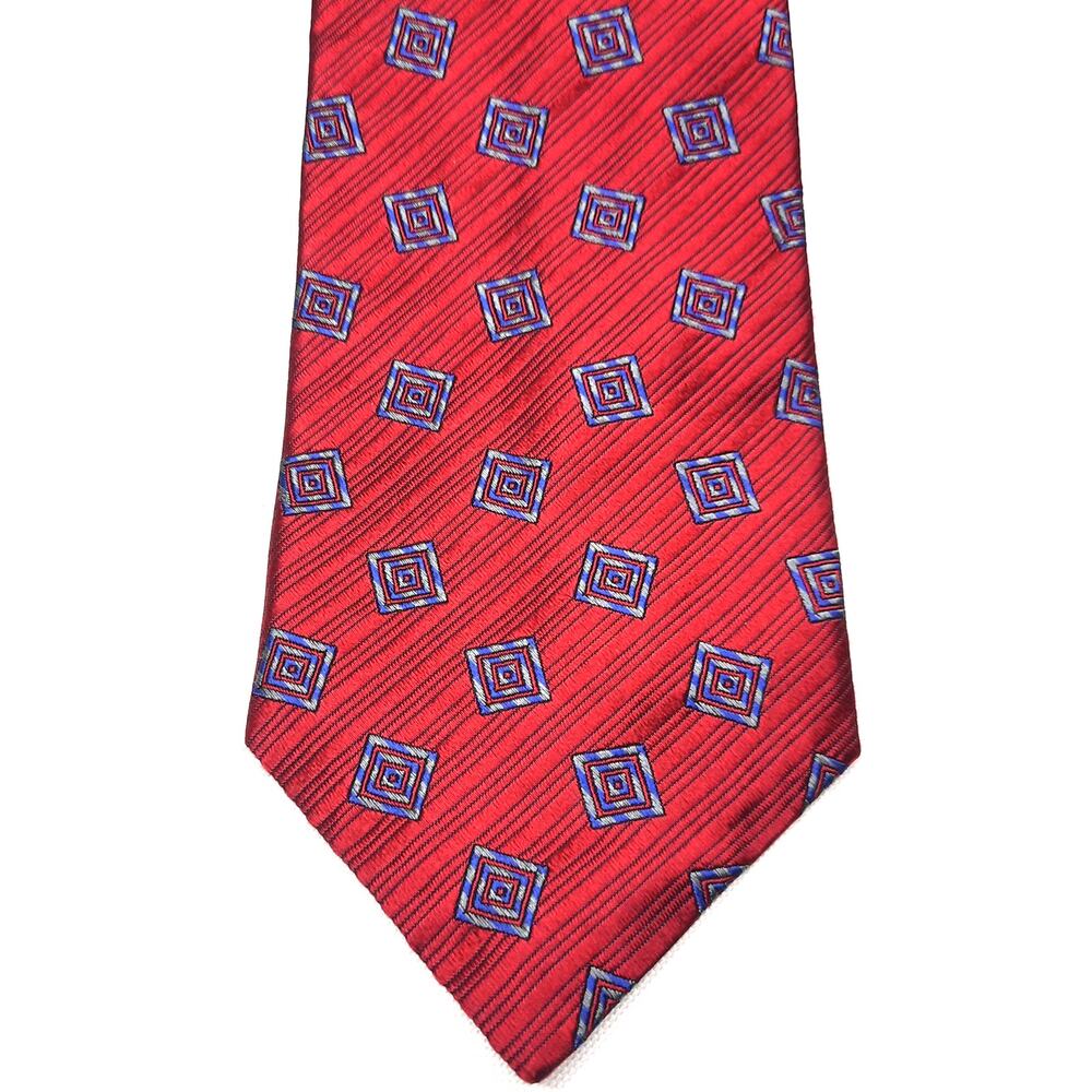 XMI Platinum Mens Tie Woven Silk Geometric Red Blue Diamond Luxury Necktie 58 in